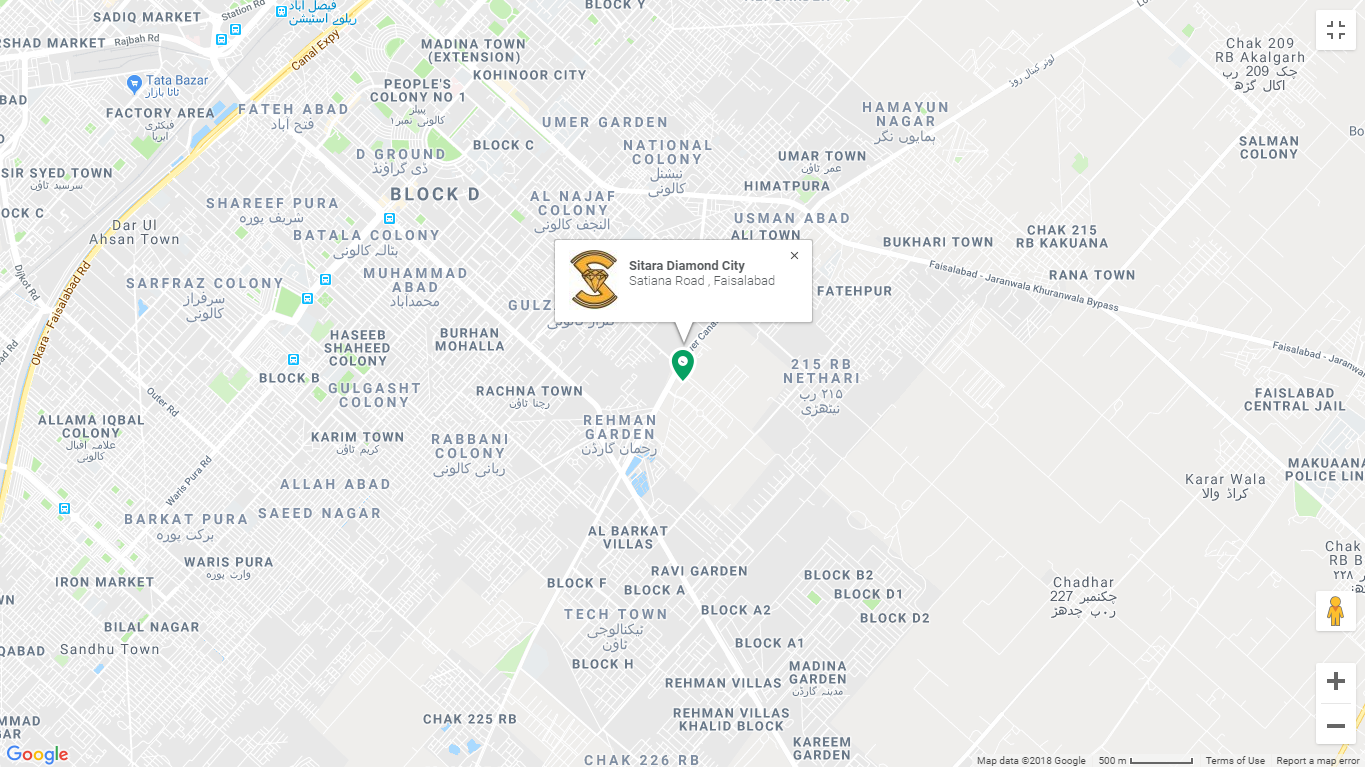 Sitara Diamond City Faisalabad Location Map